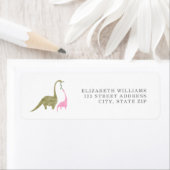Dinosaurs Pink Baby Shower Return Address Label ラベル (インサイチュ)