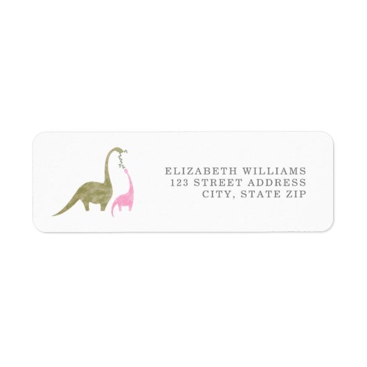 Dinosaurs Pink Baby Shower Return Address Label ラベル (正面)