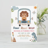 Dinosaurs Roar Raa Beep Boy Birthday Invitation 招待状 (スタンド正面)