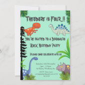 Dinosaurs Rock Birthday Party 招待状 (正面)