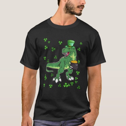 Dinosaurs  Shamrock Irish Lucky St Patricks Day C Tシャツ (正面)