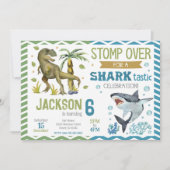 Dinosaurs & Sharks Birthday Invitation 招待状 (正面)