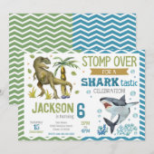 Dinosaurs & Sharks Birthday Invitation 招待状 (正面/裏面)