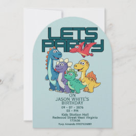Dinosaurs Themed Boy Birthday Invitation 招待状