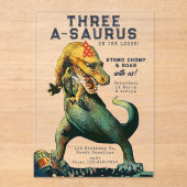 Dinosaurs Tyrannosaurus Rex Vintage Birthday Party アクリル招待状 (正面)