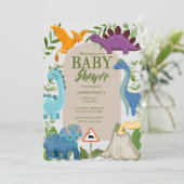 Dinosaurs, Volcano, T-Rex Baby Shower Theme 招待状 (スタンド正面)