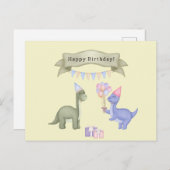Dinosaurs With Balloons Happy Birthday Card ポストカード (正面/裏面)