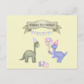 Dinosaurs With Balloons Happy Birthday Card ポストカード (正面)