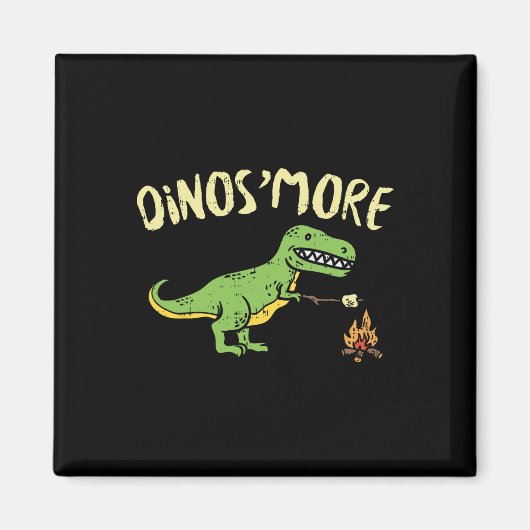 Dinosmore Funny Dino Smore Camping Dinosaur Camp C マグネット (正面)