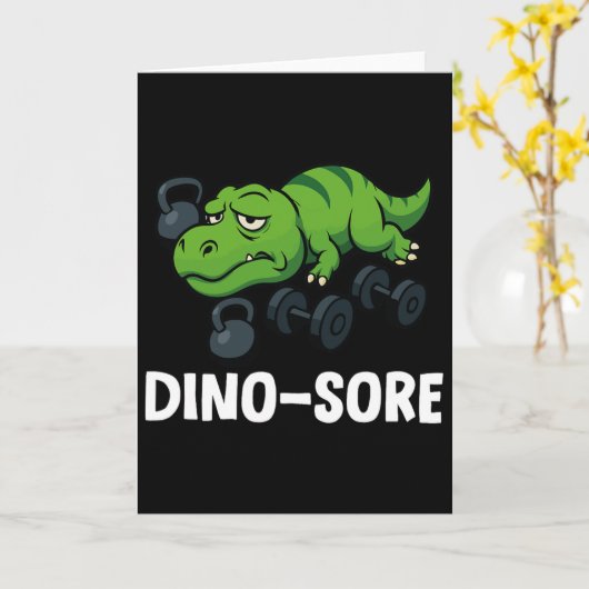 Dinosore Funny T-rex Gym Workout  カード (黄色い花)