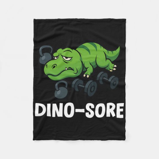 Dinosore Funny T-rex Gym Workout  フリースブランケット (正面)