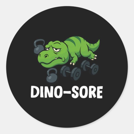 Dinosore Funny T-rex Gym Workout  ラウンドシール (正面)