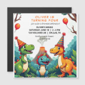 Dinosour Birthday Party Invitation Magnetic Card (正面/裏面)