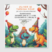 Dinosour Birthday Party Invitation Magnetic Card (正面)