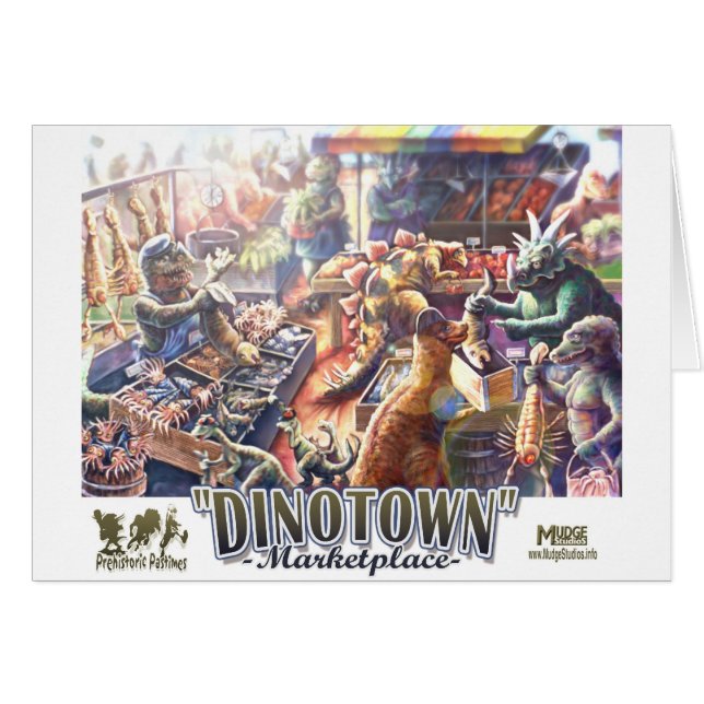 Dinotownの恐竜の市場カード (正面横)