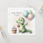 dinozaur birthday Personalize Custom カード (正面/裏面インサイチュ)