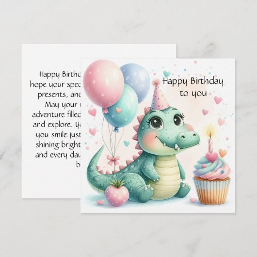 Dinozaur birthday Personalize Custom card (正面/裏面)