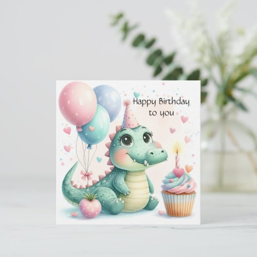Dinozaur birthday Personalize Custom card (スタンド正面)