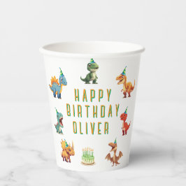 Dinsoaur誕生日，水色t-レックス,紙カップ 紙コップ