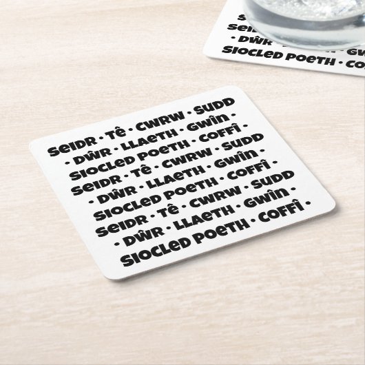Diodydd/飲み物(ウェールズ) スクエアペーパーコースター (アングル)