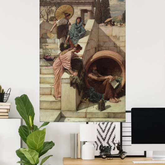 Diogenes by John William Waterhouse ポスター (ホームオフィス)