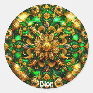 DION ~輝く緑と金ゴールドクリスマス~ ラウンドシール