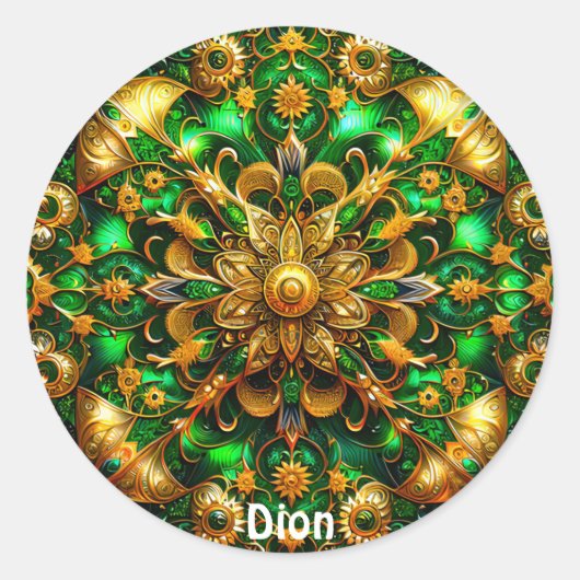 DION ~輝く緑と金ゴールドクリスマス~ ラウンドシール (正面)