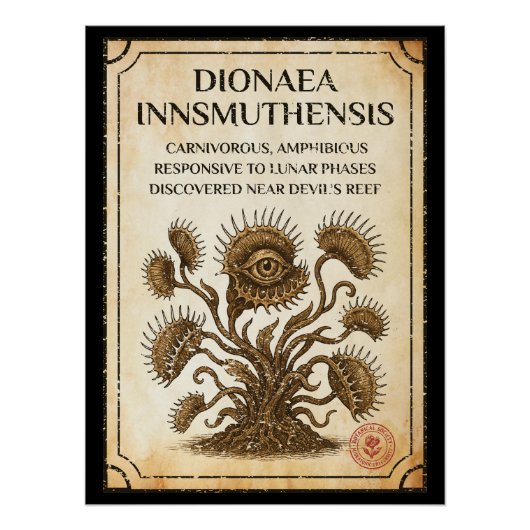 Dionaea innsmuthensis – 新しい植物発見 ポスター (正面)