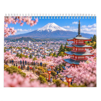 Diorama-style famous Japanese tourist spots カレンダー