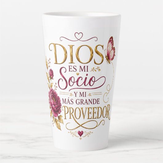 Dios es mi Socio y mi Más Grande Proveedor | スペイン語 カフェラテマグ (正面)