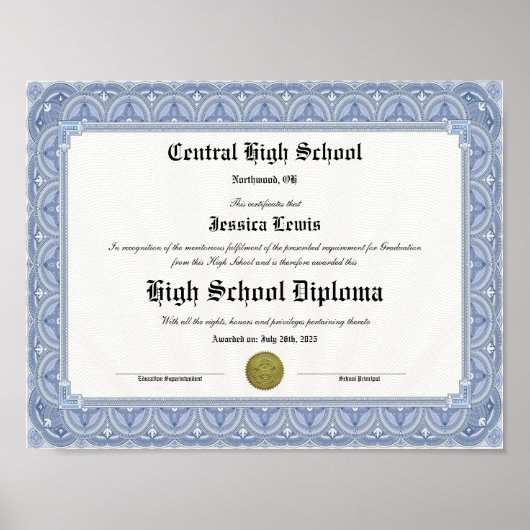 Diploma Keepsake for High School Graduation ポスター (正面)