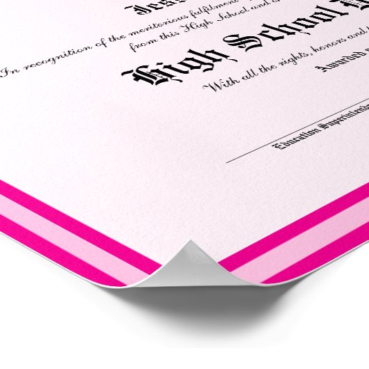 Diploma Novelty High School Keepsake ポスター (角)