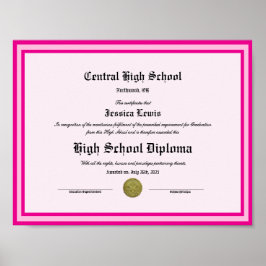 Diploma Novelty High School Keepsake ポスター