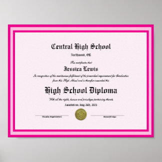 Diploma Novelty High School Keepsake ポスター