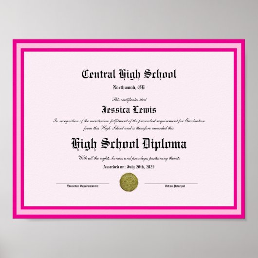 Diploma Novelty High School Keepsake ポスター (正面)
