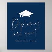 Diplomas Are Sweet Navy Graduation Party 箔ポスター (正面)