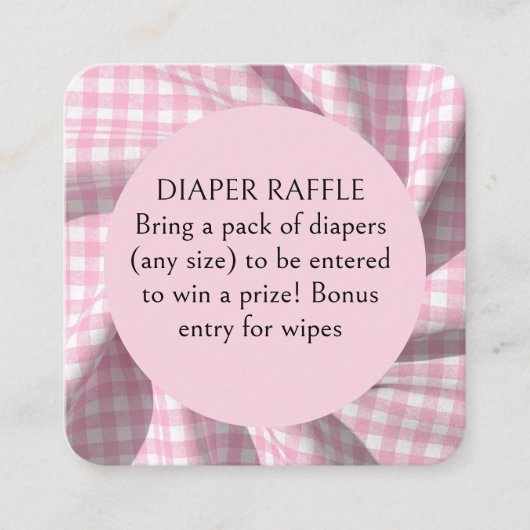 Dipper Raffle gingham baby shower エンクロージャーカード (正面)