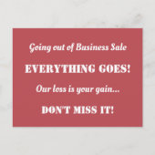 Direct Mail Going Out Of Business 広告 Sale ポストカード (正面)