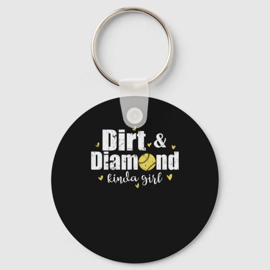 Dirt and Diamond kinda Girl Softball Sport キーホルダー (正面)