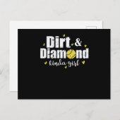 Dirt and Diamond kinda Girl Softball Sport ポストカード (正面/裏面)