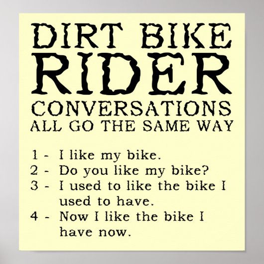Dirt Bikeの会話ポスタおもしろいーサイン ポスター (正面)