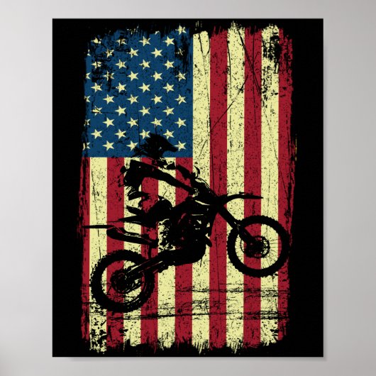 Dirt Bike American Flag 4th ポスター (正面)