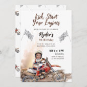 Dirt Bike Any Age Birthday Photo Invitation 招待状 (正面/裏面)