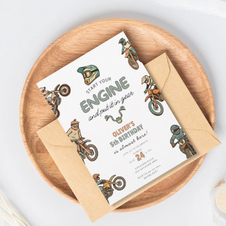 Dirt bike boy 5th birthday 招待状