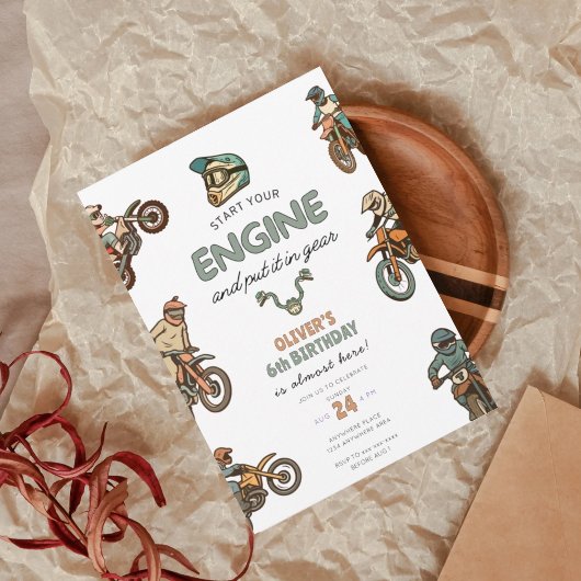 Dirt bike boy 6th birthday 招待状