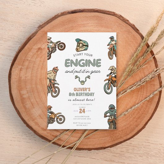 Dirt bike boy 8th birthday 招待状