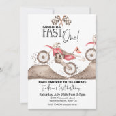 Dirt Bike FAST ONE Birthday招待状 招待状 (正面)