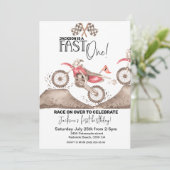 Dirt Bike FAST ONE Birthday招待状 招待状 (スタンド正面)