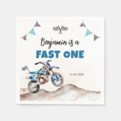 Dirt Bike Fast One Boy Birthday Party スタンダードカクテルナプキン (正面)