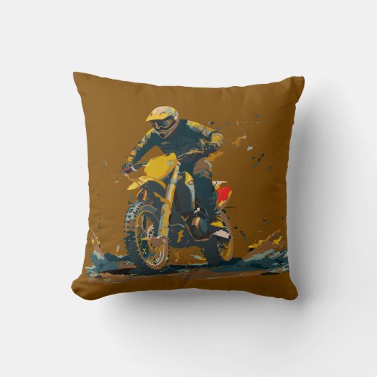 Dirt Bike Graphic Throw Pillow クッション (正面)